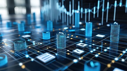 Abstract data visualization, modern technology, financial charts, digital interface