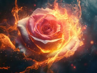 Flame Rose: Romantic Emotion and Fire of Passion