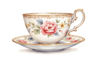 Elegant floral tea cup and saucer