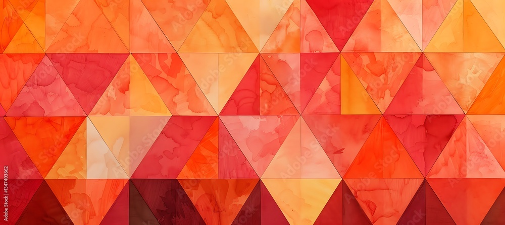 Poster backdrop featuring rhombus grid pattern with alternating orange and yellow shades – empty template f