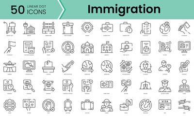 Set of immigration icons. Line art style icons bundle. vector illustration