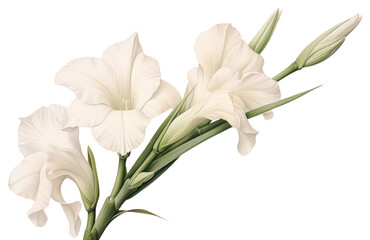 Obraz premium PNG Botanical illustration gladiolus flower plant white.