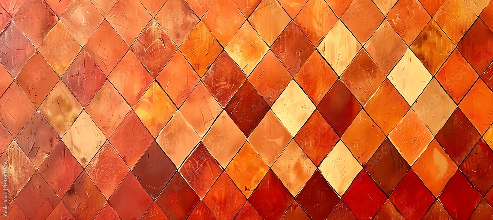 Poster background of rhombus grid with alternating shades of orange and yellow – empty template for web ban