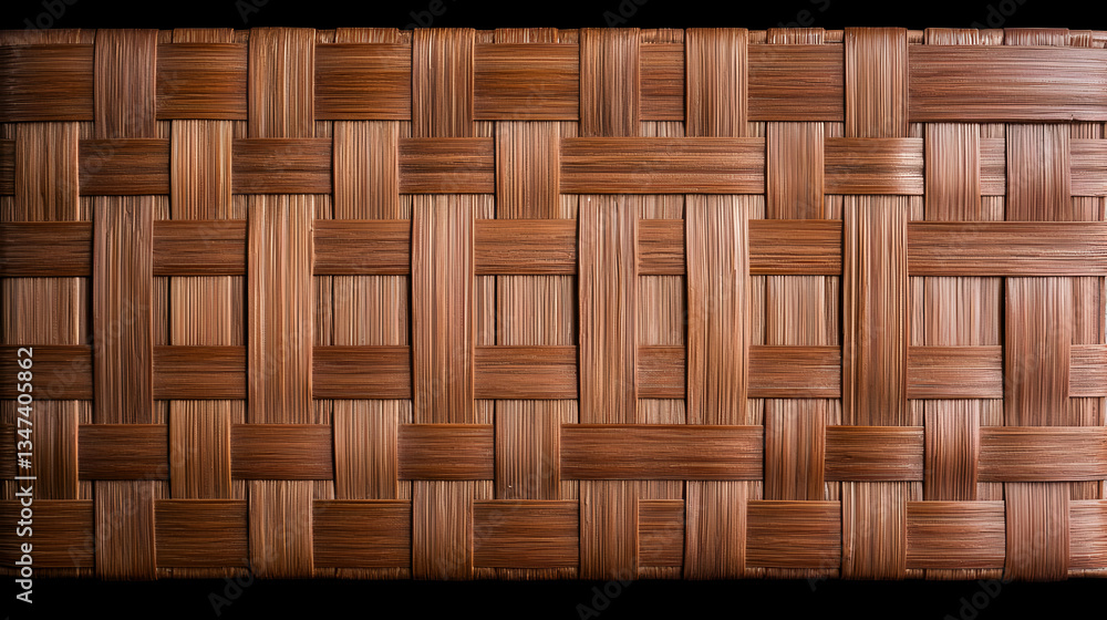 Aufkleber close up view of brown woven wooden surface texture with horizontal and vertical patterns