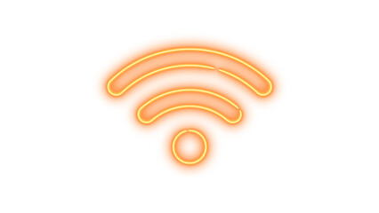 Obraz premium Neon symbol wifi icon brown color glow with transparent background