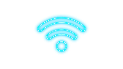 Neon symbol wifi icon cyan color glow with transparent background