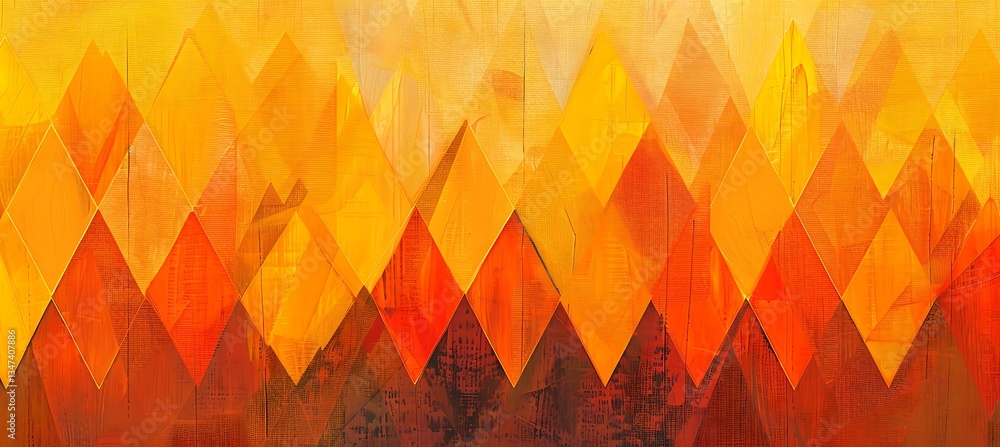 Poster background of rhombus grid with alternating shades of orange and yellow – empty template for web ban