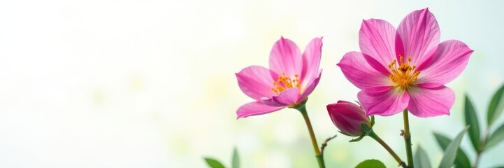 Obraz premium Colorful flower with delicate petals isolated on white background, blooms, greenery, blossom