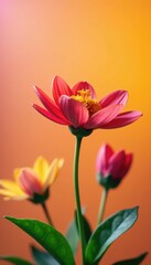 Obraz premium Colorful flower in focus against a plain background, nature, floral
