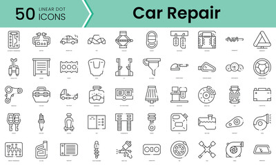 Set of car repair icons. Line art style icons bundle. vector illustration