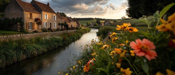 Picturesque French Village by a River
