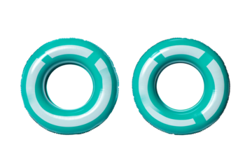 Aqua swimming rings with white stripes floating, Summer fun, cut out transparent