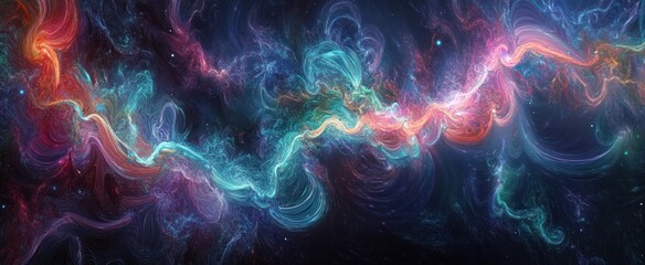 Fototapeta premium Colorful swirling cosmic nebulas against the dark expansive unknown space