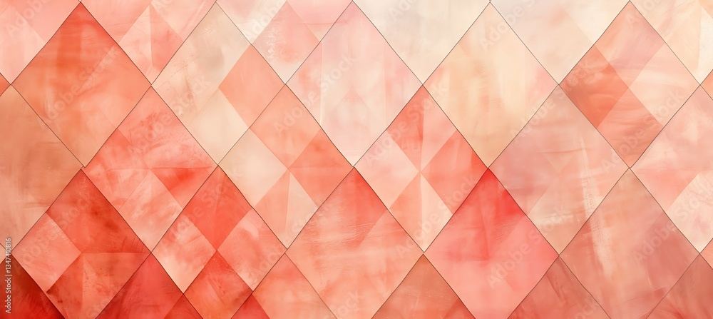 Poster backdrop featuring a rhombus grid with alternating peach and coral shades – empty template for web b