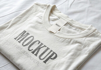 Flat Lay T-Shirt Mockup with Blank Tag