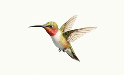 Colorful hummingbird in mid-flight