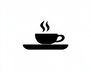 Obraz premium Silhouette of coffee cup on a saucer, isolated on white