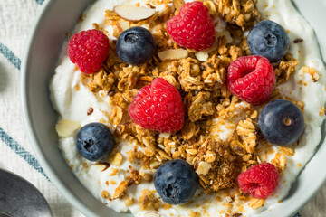 Sweet Healthy Homemade Greek Yogurt with Granola for Breakfast