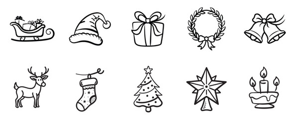 Fototapeta premium Christmas Doodle Icons