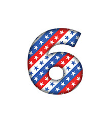 6 number letter text typography USA stars pattern artwork font transparent background