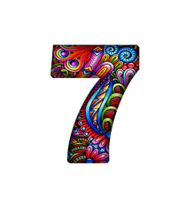7 number letter text typography Doodle and Zentangle cute pattern artwork font transparent background
