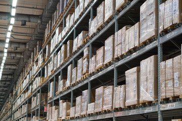 Warehouse With Tall Racking Systems to export logistics or warehouse for backdrop and design element use.
