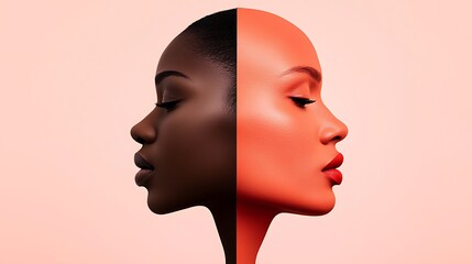 Two faces, divided by color