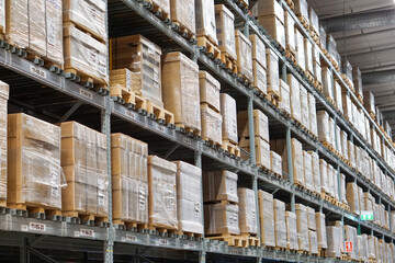 Warehouse With Tall Racking Systems to export logistics or warehouse for backdrop and design element use.