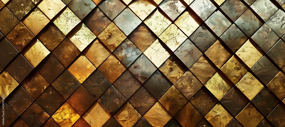 Aufkleber backdrop featuring a rhombus grid pattern with alternating gold and bronze shades – empty template f