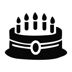 Simple Black and White Birthday Cake Icon
