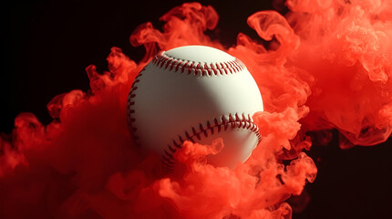 "Closeup of Classic Baseball: Vintage Leather Sphere, Red Stitching, and Sporting Equipment for Competitive Play in Baseball and Softball"