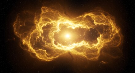Golden Nebula Glows Brightly in Starry Cosmos 3D Render High Resolution