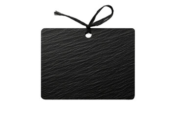 Square slate tag with twine tie, rustic blank label , cut out transparent