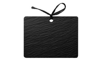 Square slate tag with twine tie, rustic blank label , cut out transparent