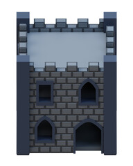 Fototapeta premium Gray brick medieval building isometric front style fortress. 3d rendering. 