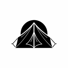 creative details Camping Tent at Sunset Icon vector illustration