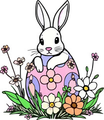 abstract illustration egg bunny flower easter day