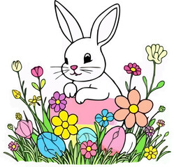 abstract illustration egg bunny flower easter day