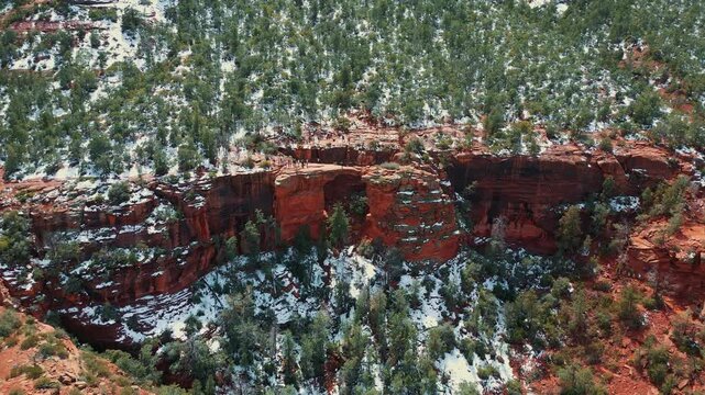 Aerial of People Taking Pictures at Devil's Bridge in Sedona Arizona.