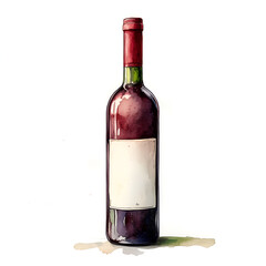 Bottle of wine watercolor clipart