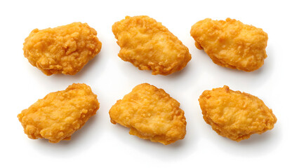 Crispy Fried Chicken Nuggets Isolated on White Background