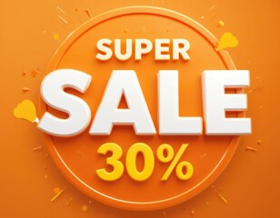 Super Sale 30 Percent Off Orange Background Promotion