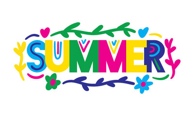 colorful summer lettering. vector illustration
