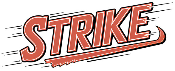The word 'Strike' in a baseball game is designed dynamically. The text is in a lively and action-packed style.