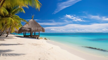 Fototapeta premium Tropical beach with few palm trees