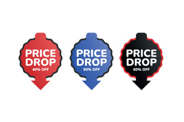 Price Drop vector stamp set