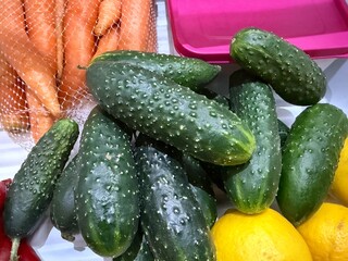 Spiny cucumber with thorn in the fridge