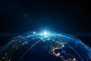 Obraz premium blue sunrise, view of earth from space 