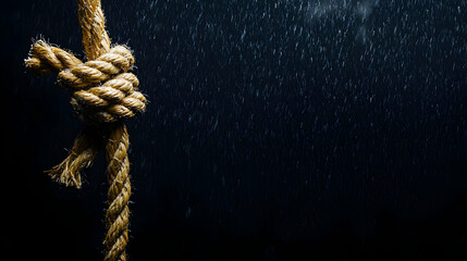 Closeup Of Brown Rope Knot On Dark Background
