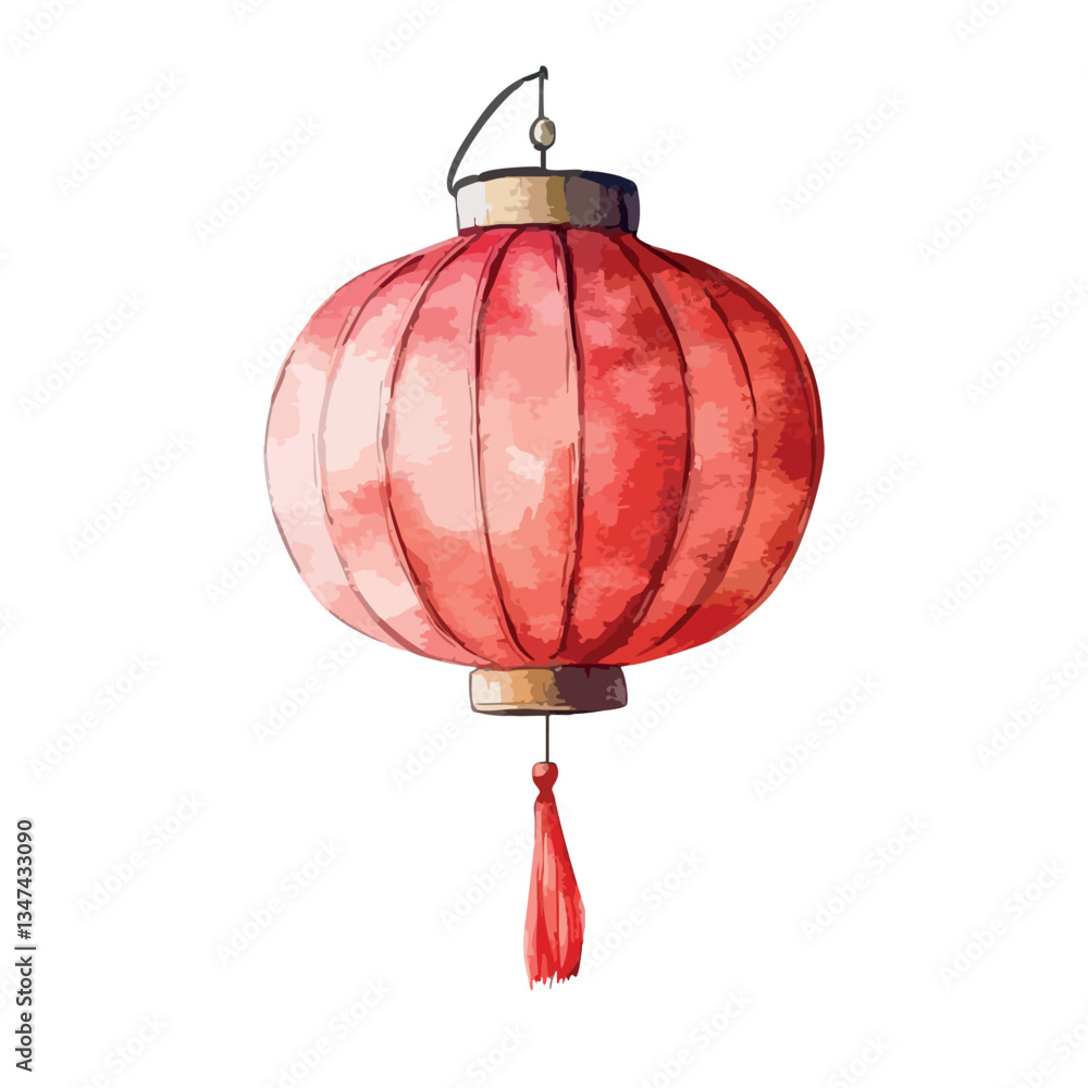 Aufkleber beautiful red lantern with a red string hanging from it.